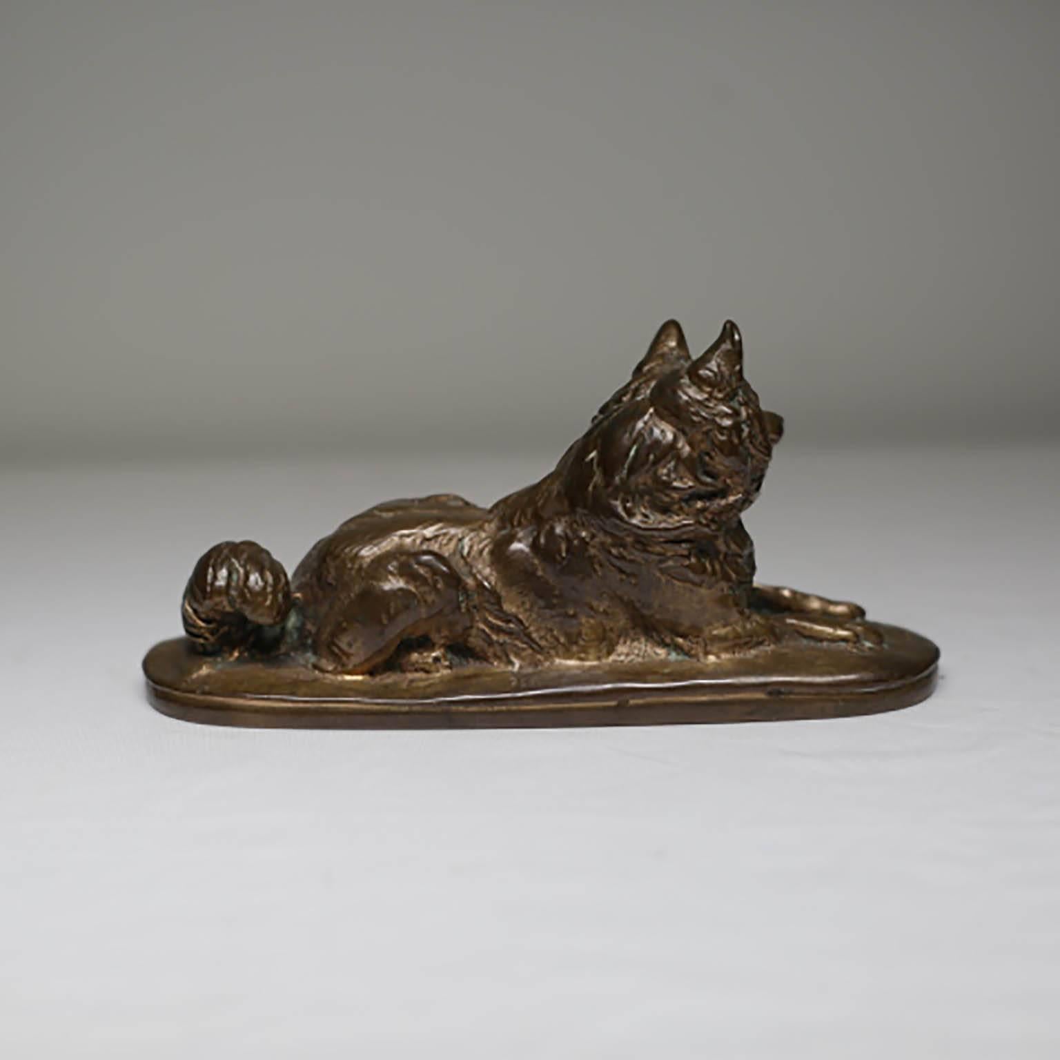 19th Century Signed Fremiet Bronze Dog, circa 1800s In Excellent Condition In San Francisco, CA