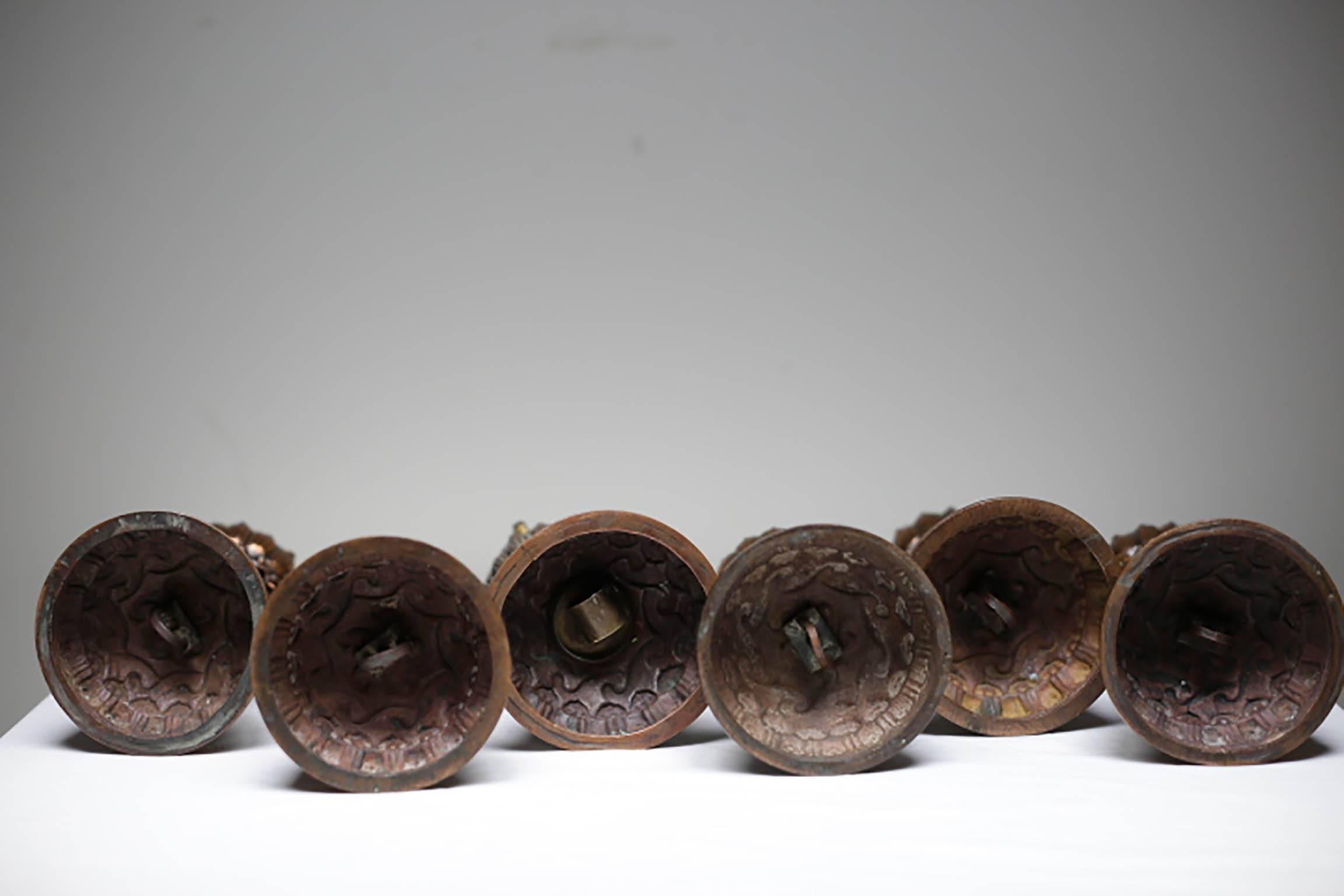 19th Century Early 20th Century Bronze Plated Temple Bells, circa 1920-1940