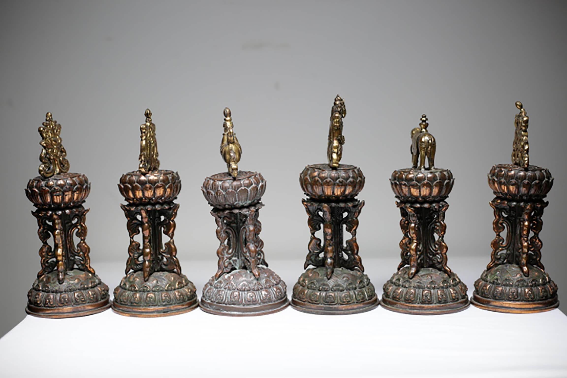 Early 20th Century Bronze Plated Temple Bells, circa 1920-1940 In Excellent Condition In San Francisco, CA
