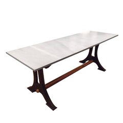 19th Century French Marble, Cast Iron and Wood Baker's Work Table, circa 1800s