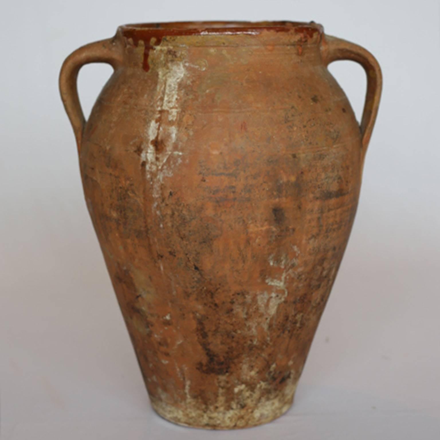 Early 19th-Early 20th Century Terracotta Italian Olive Jar, circa 1810-1910 In Good Condition In San Francisco, CA