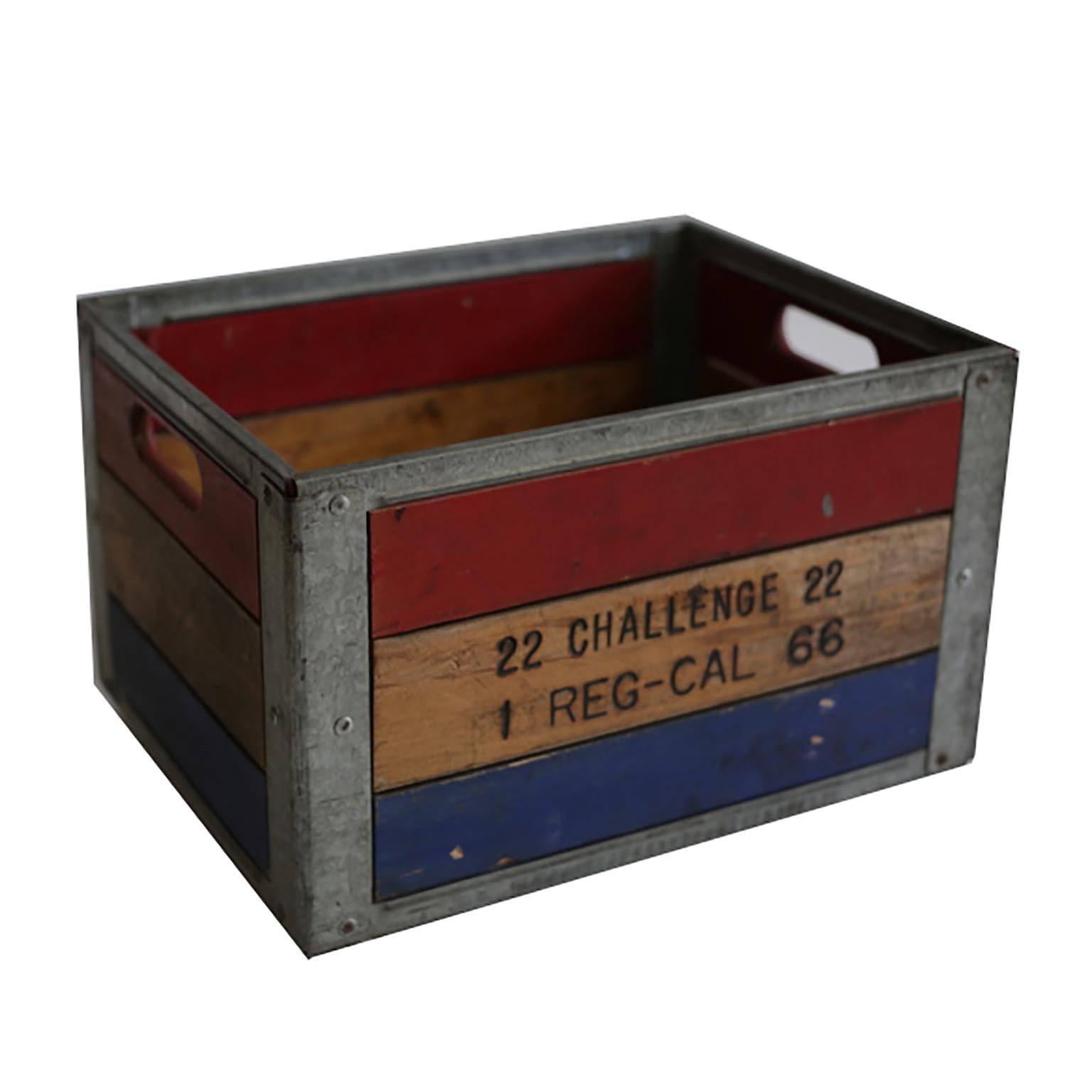 Early 20th Century Painted Wood and Steel Milk Crate, circa 1940s