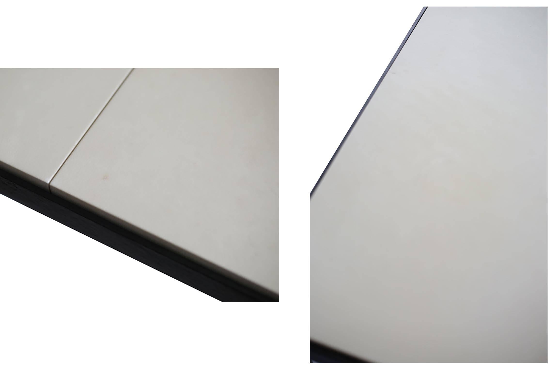 Modern White Leather and Steel Console, circa 2016 In Excellent Condition In San Francisco, CA