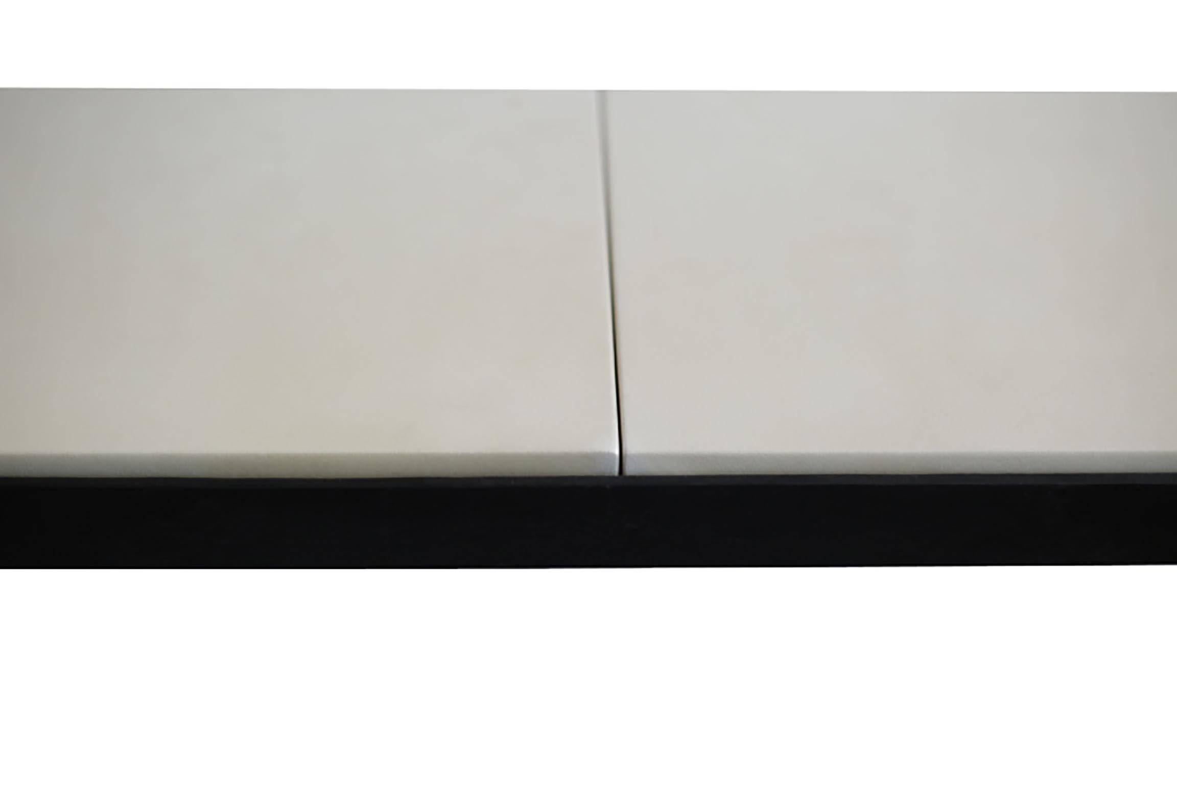 Modern White Leather and Steel Console, circa 2016 3