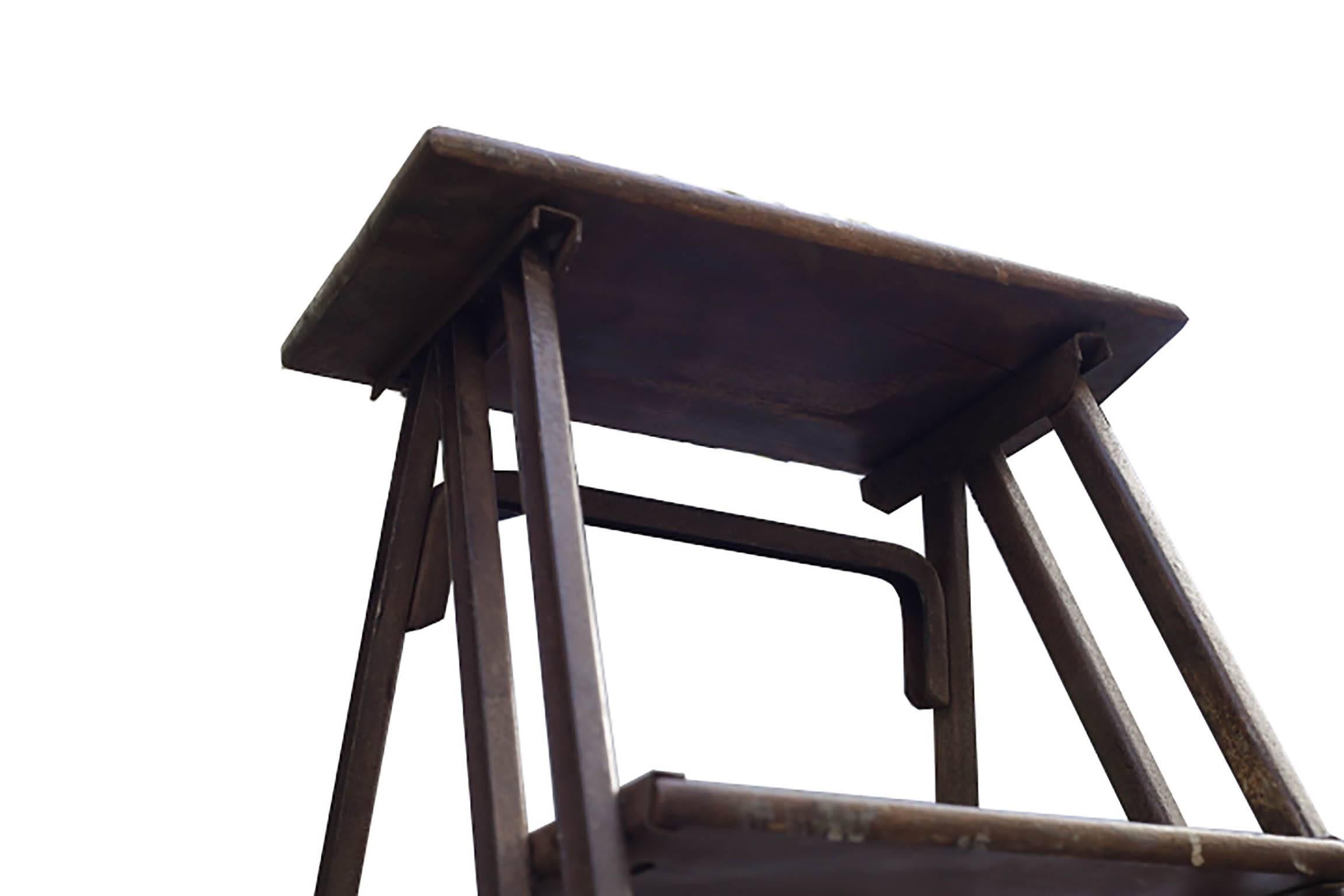 20th Century 1930s Steel and Wood Ladder