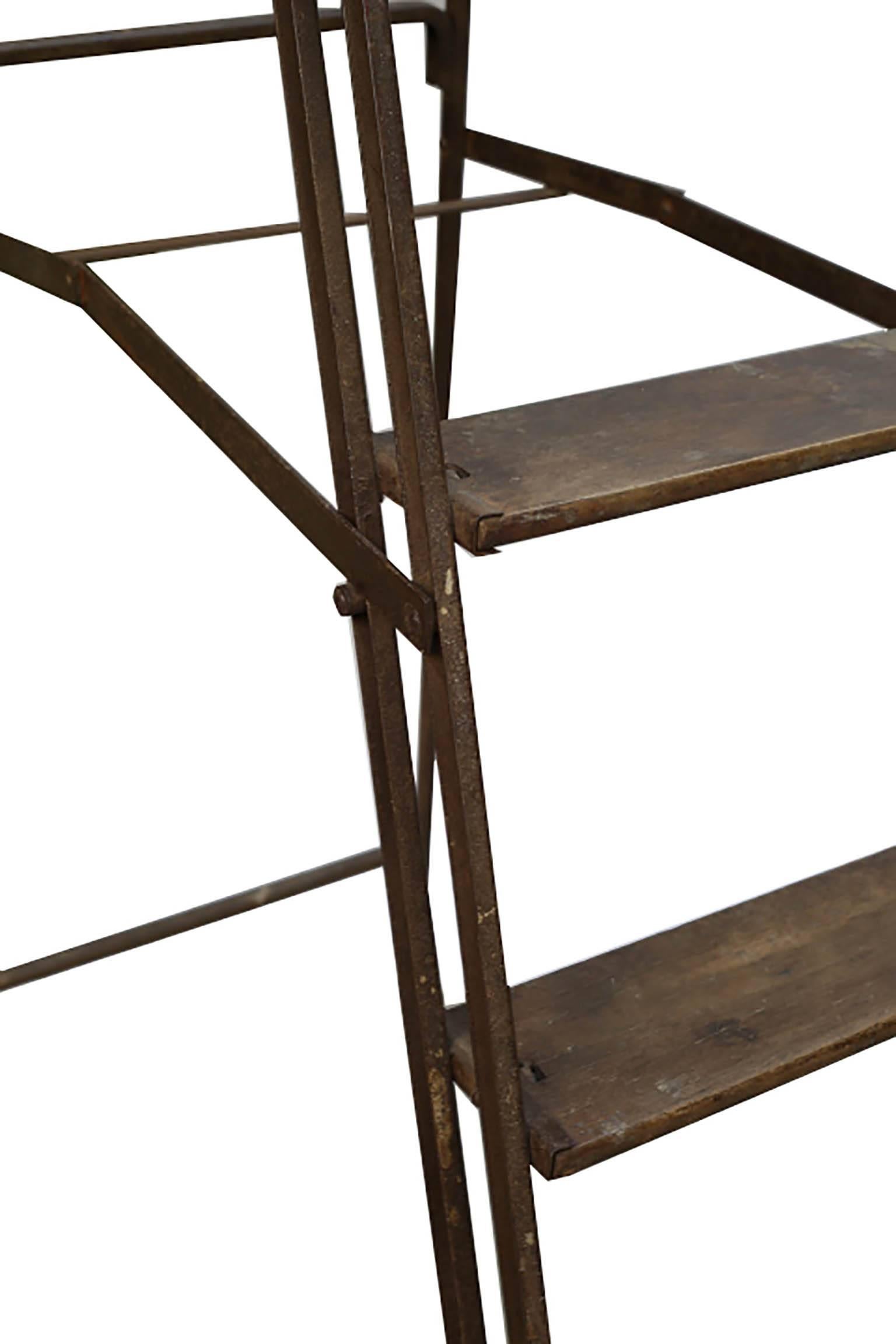 Industrial 1930s Steel and Wood Ladder