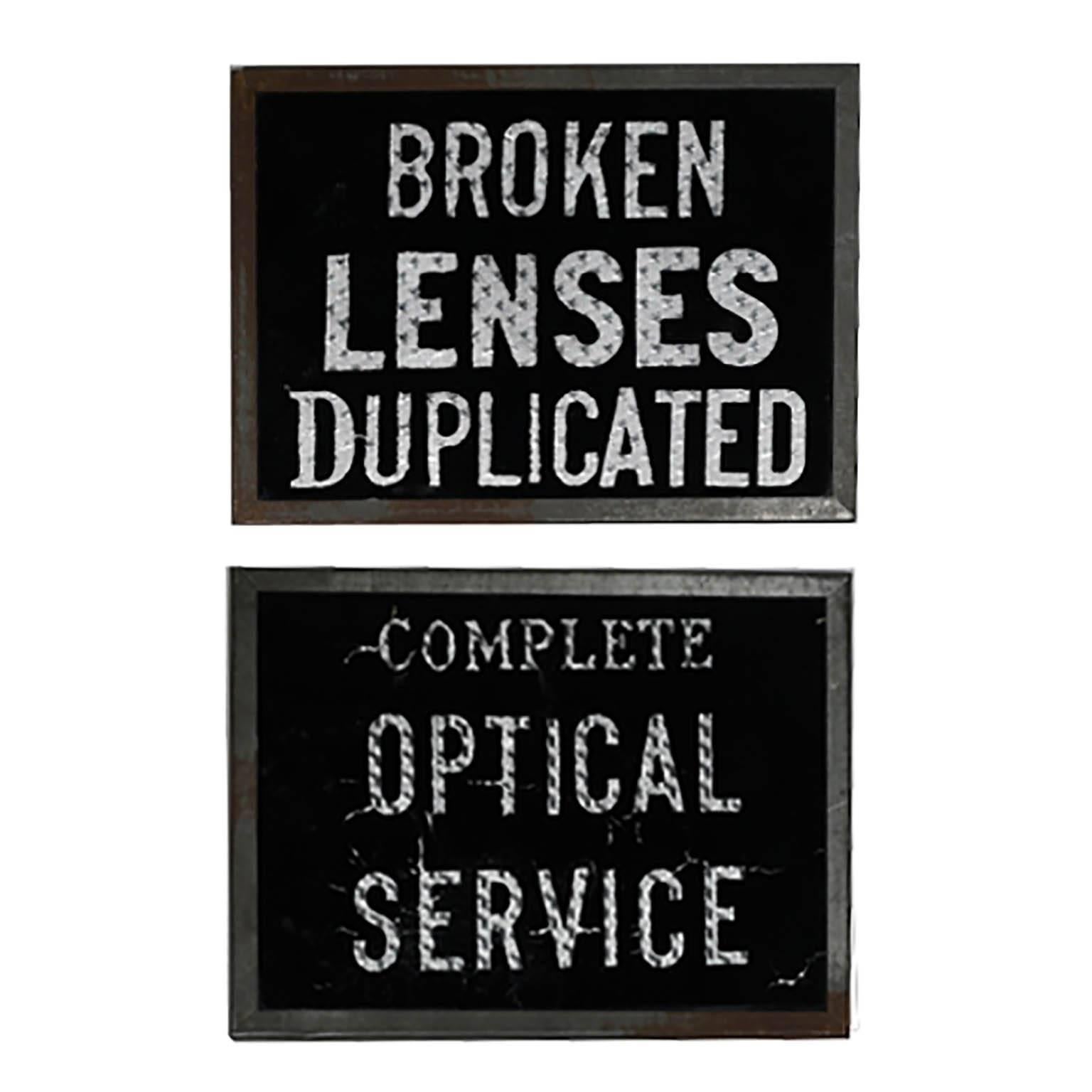 Pair of Early 20th Century Glass Optical Signs, circa 1910-1920