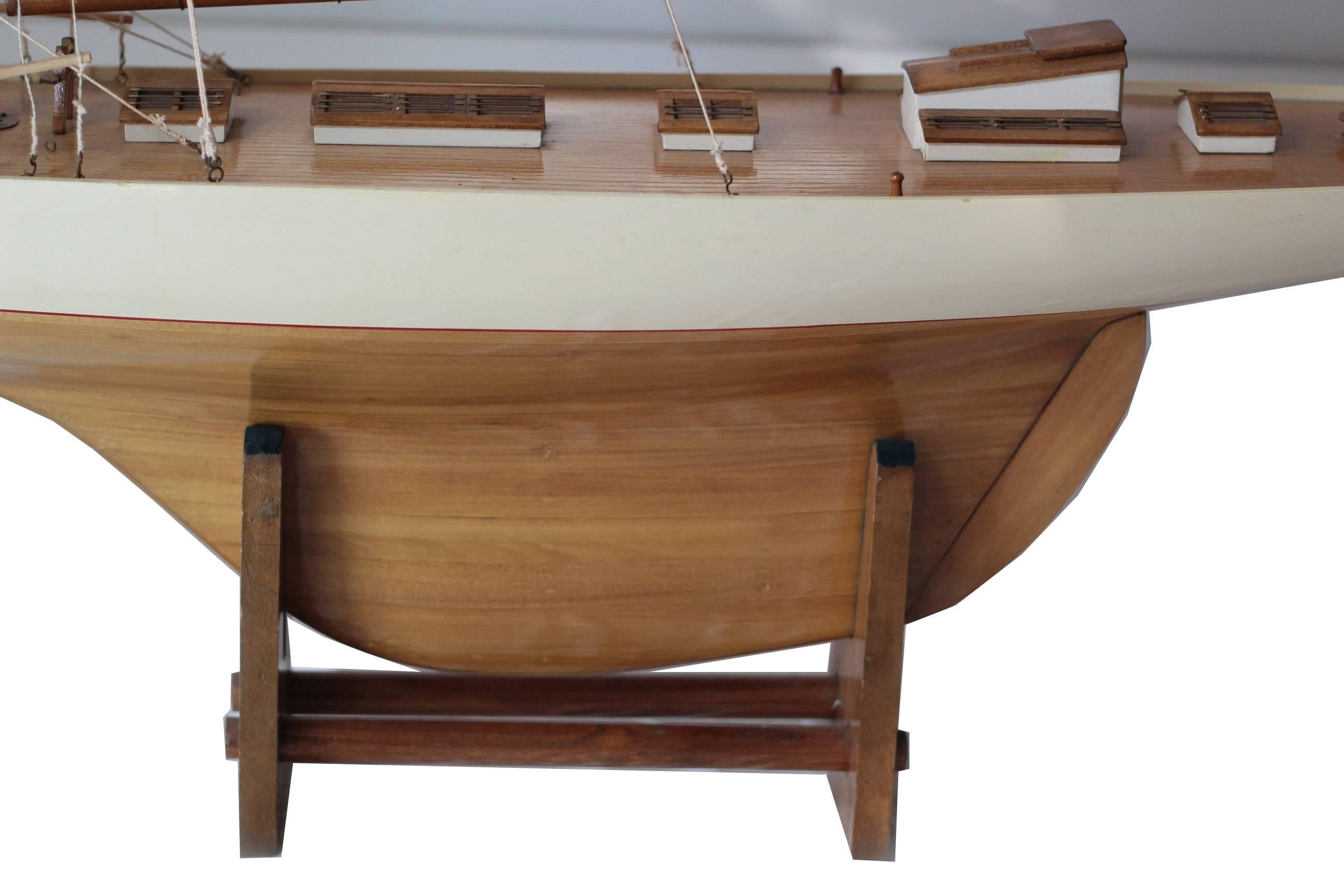 Monumental Early 20th Century Wooden Pond Yacht c. 1940-1960s 3