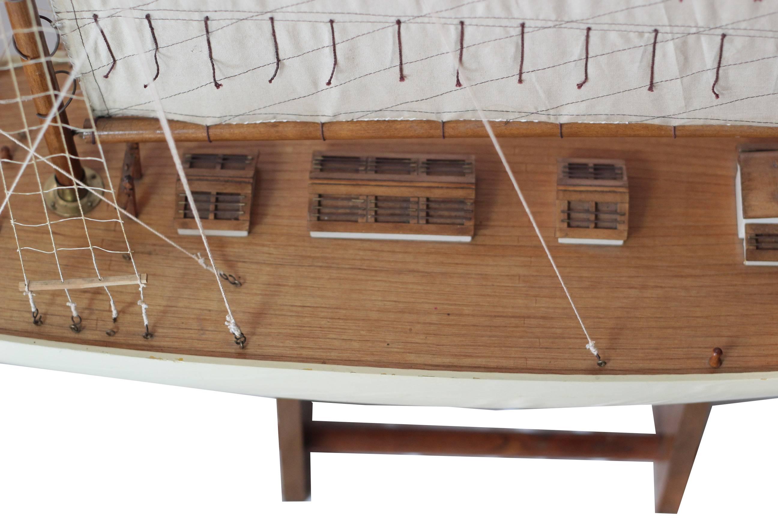 Monumental Early 20th Century Wooden Pond Yacht c. 1940-1960s 4