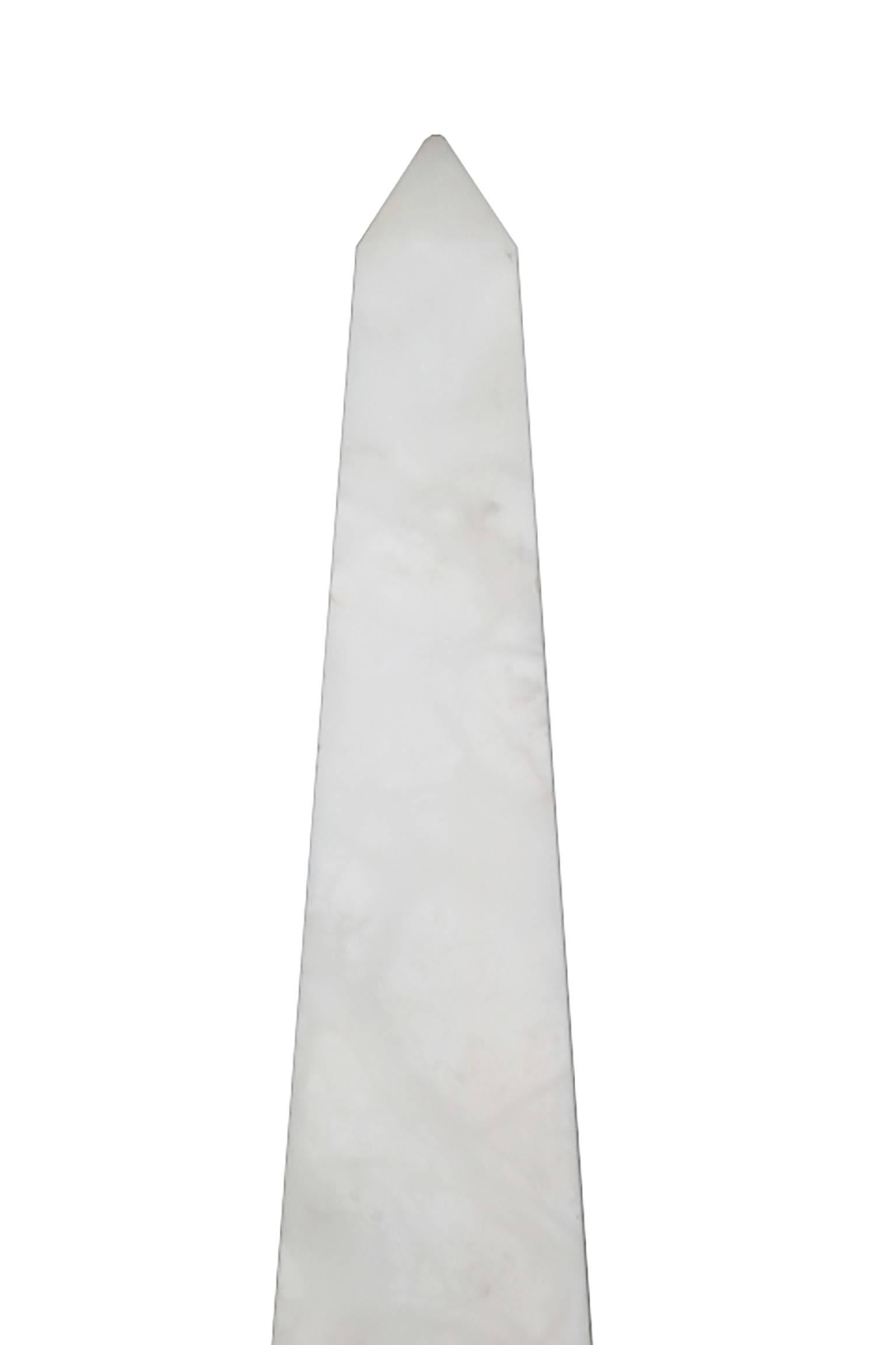 Hand-Carved Italian Alabaster Obelisk, circa 1940s In Excellent Condition In San Francisco, CA