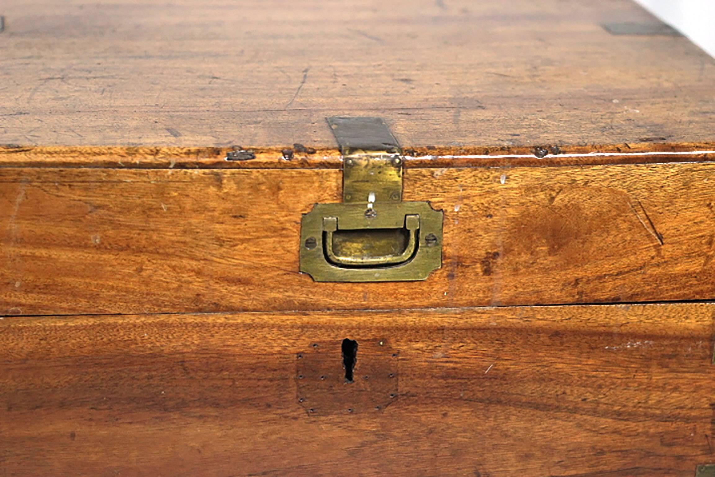 Walnut and Brass Trunk, Early 19th Century  In Excellent Condition In San Francisco, CA