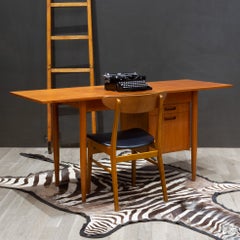 Scrivania e sedia espandibile in teak MCM di Gunnar Nielsen Tibergaard, Danimarca, 1960 ca.