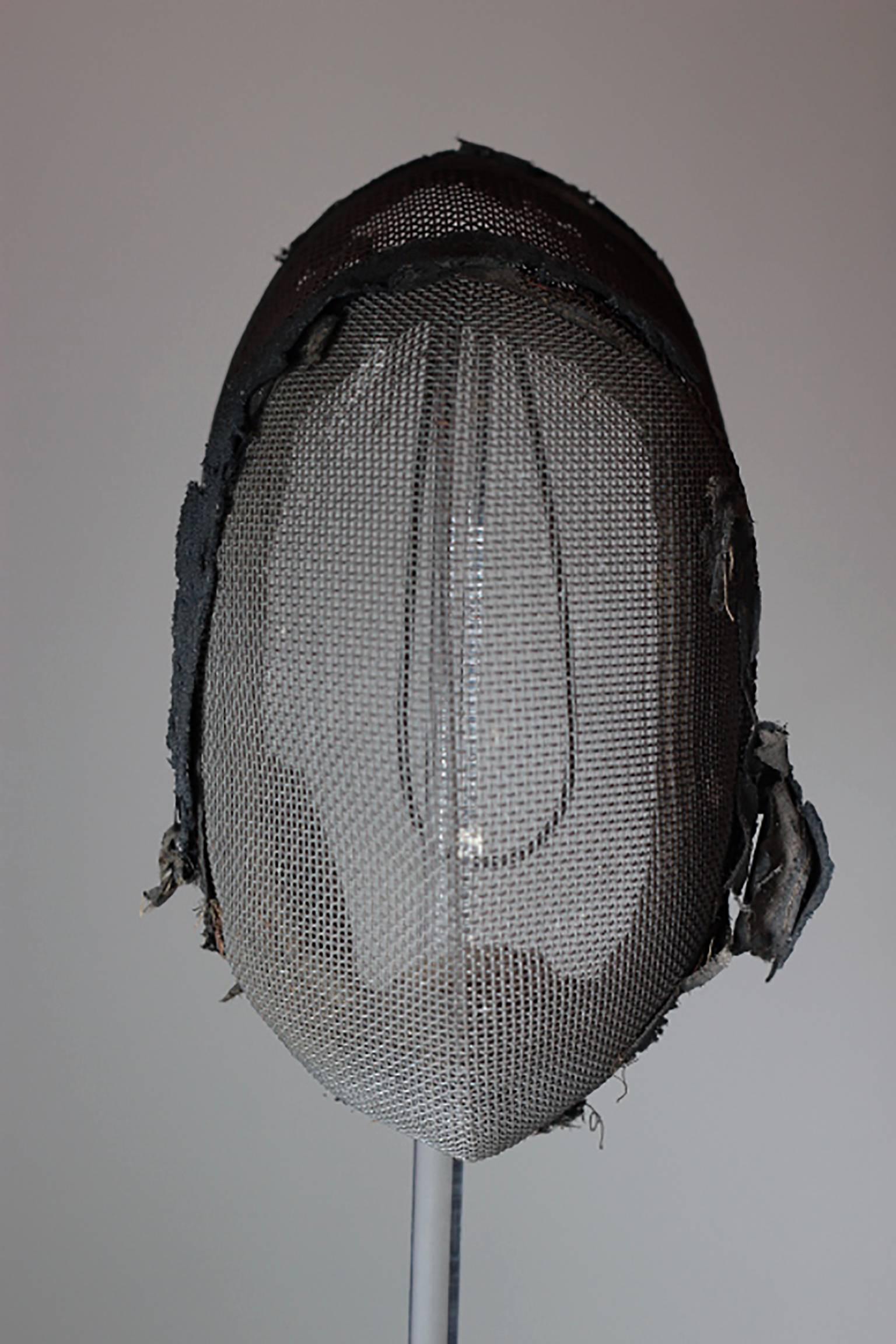 19th Century Antique Fencing Mask on Custom Acrylic Stand