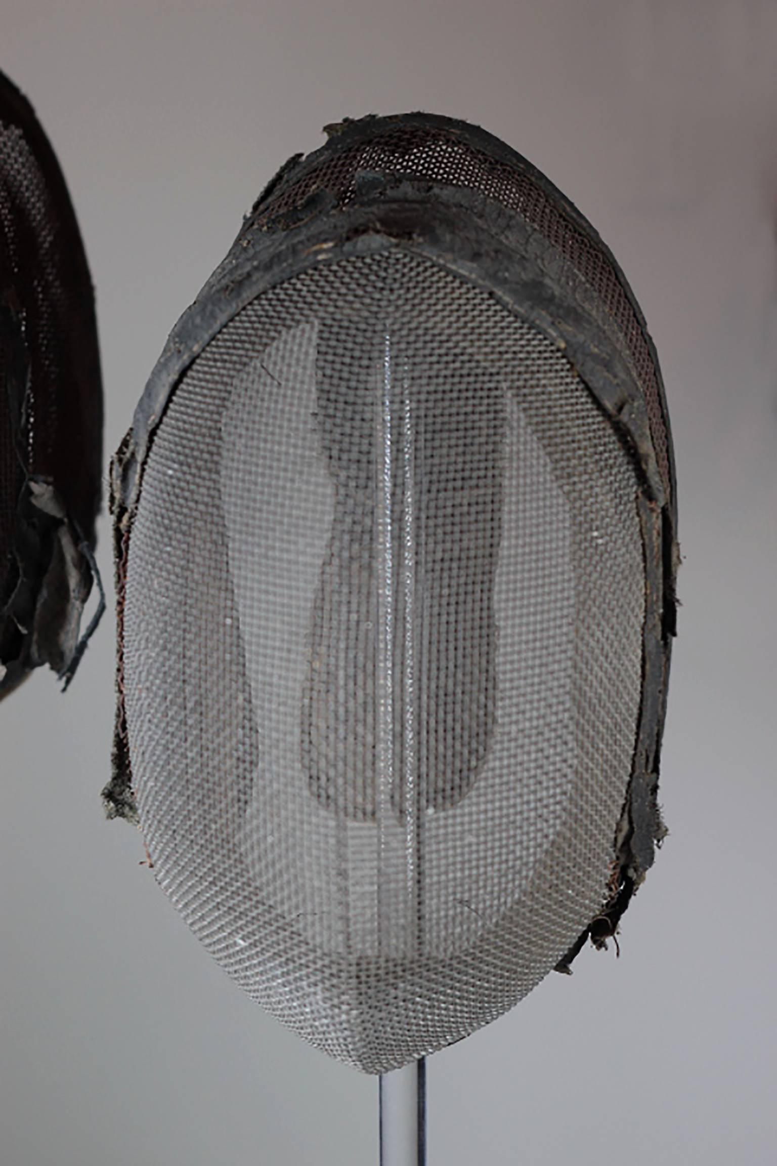 Antique Fencing Mask on Custom Acrylic Stand 1