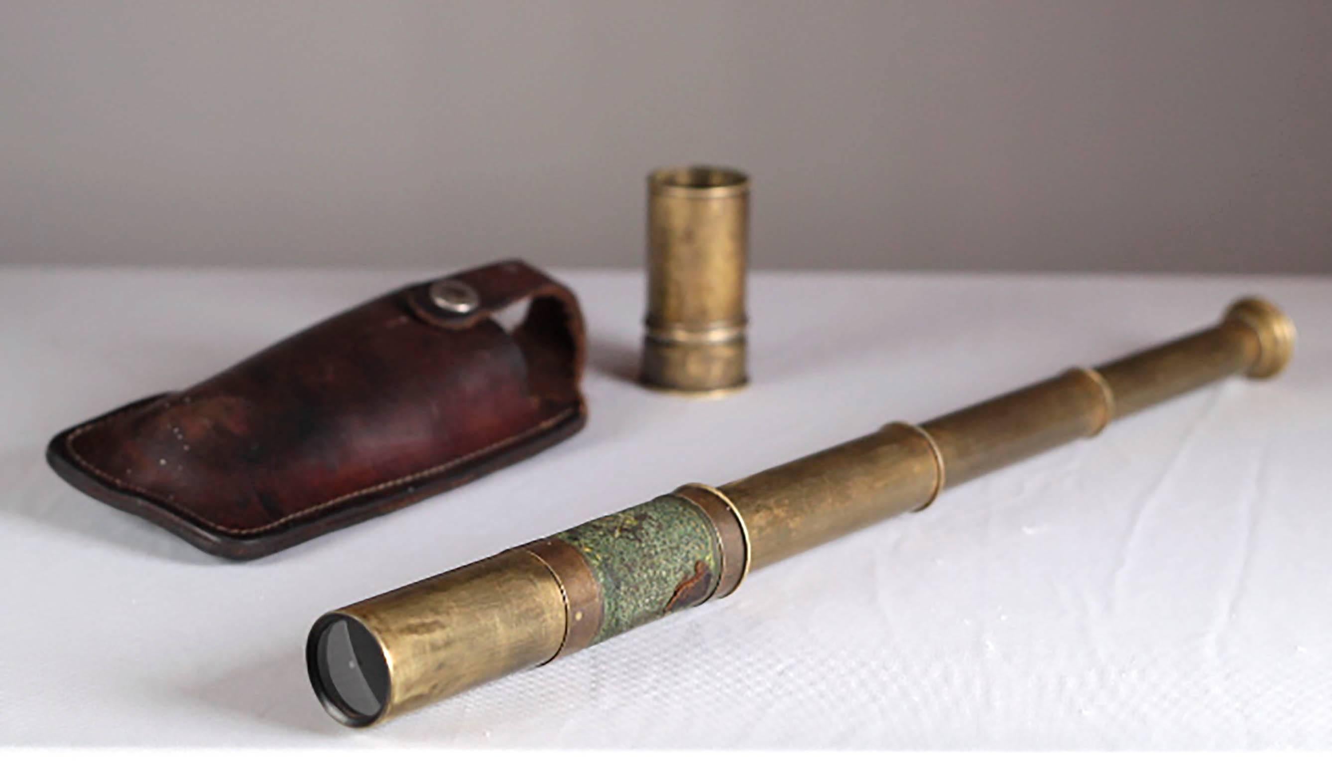 1920s Brass Spyglass and Leather Case 1