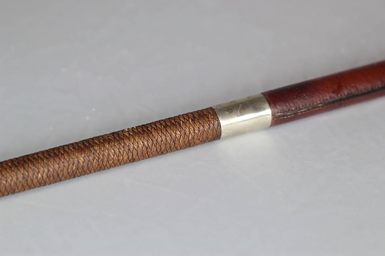 1930s Leather and Silver Riding Crop with Staghorn Handle at 1stdibs