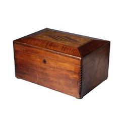 Late 19th Inlaid Mahogany and Maple Wood Box