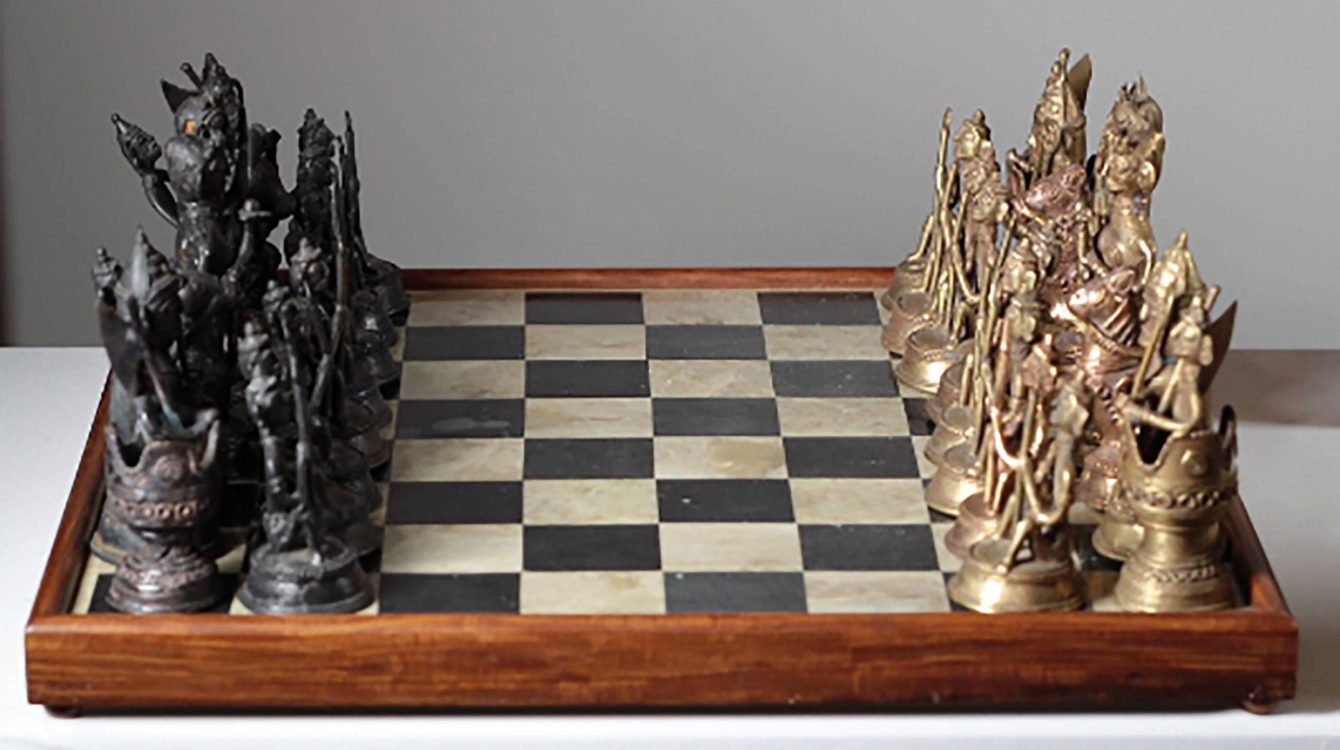 Brass Midcentury Indian Chess Board