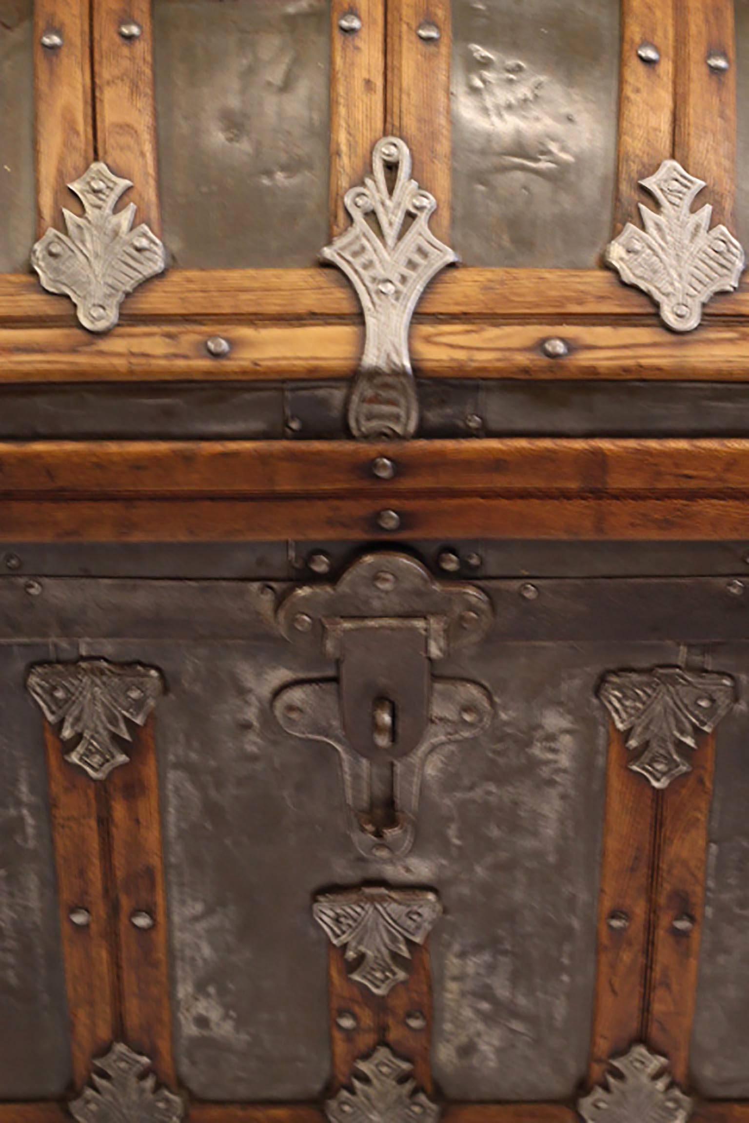 Late 19th Century Tin Embossed Steamer Trunk 1