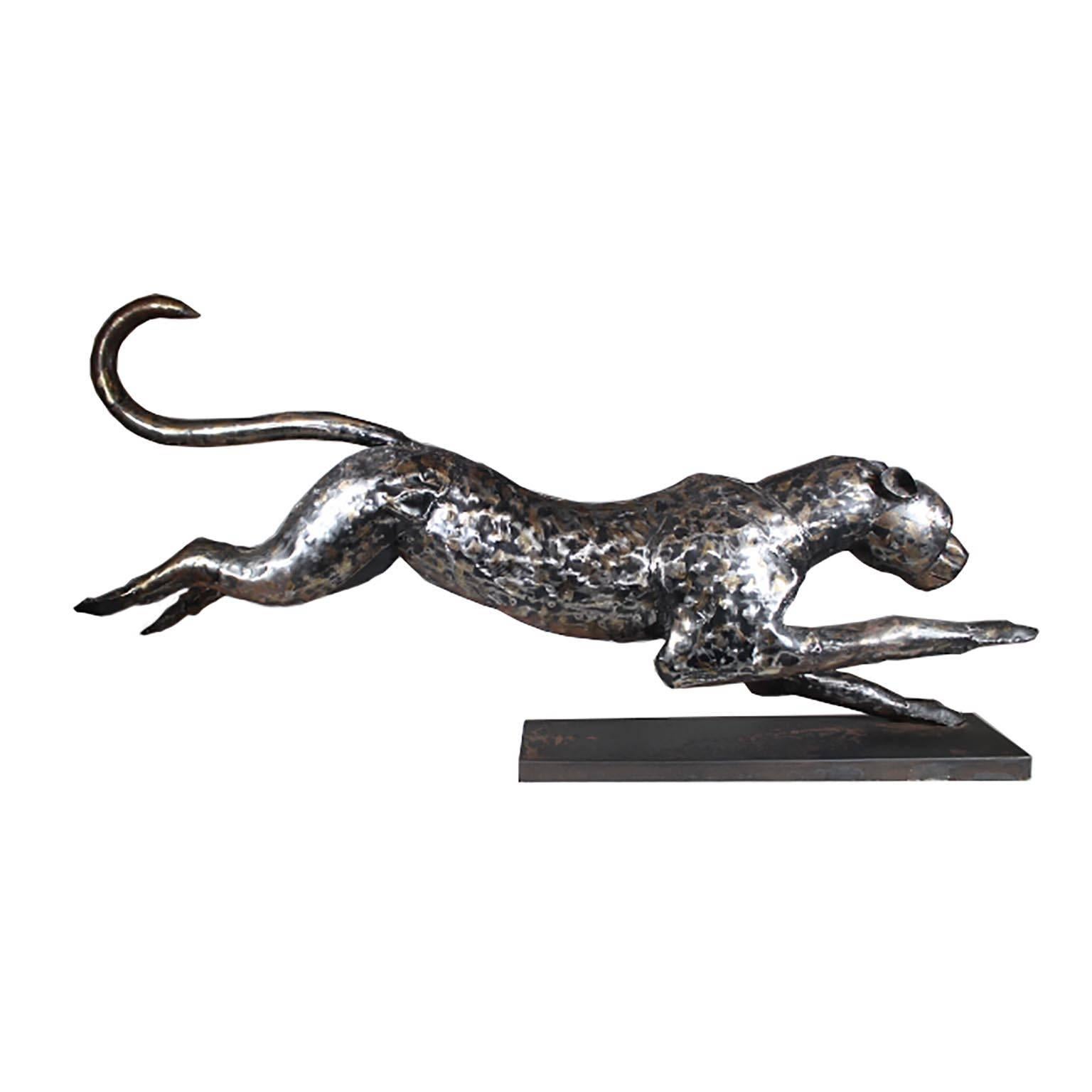 metal cheetah sculpture