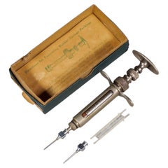 Antique Metal and Glass Syringe and Original Box c.1930