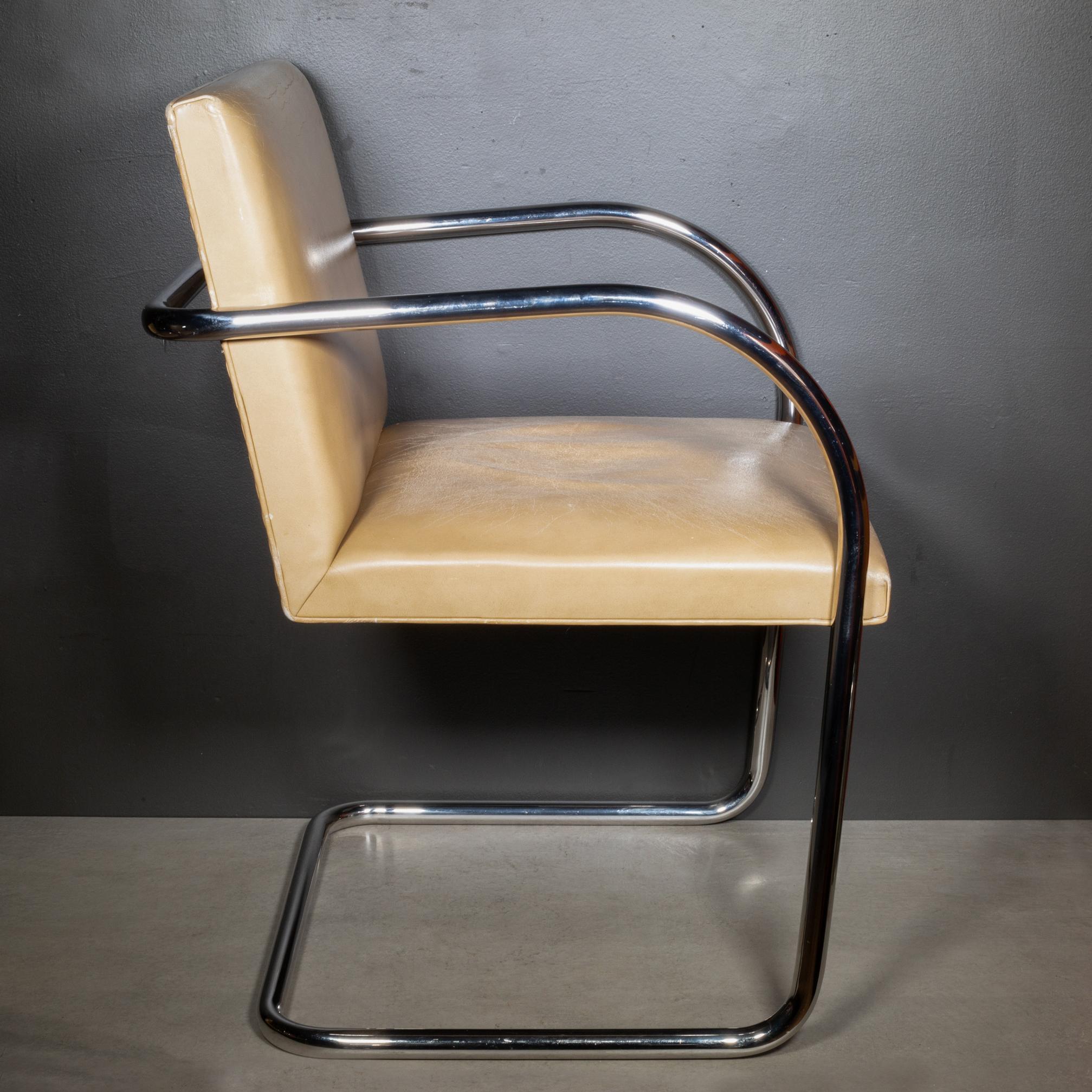 Italian Vintage Mies van der Rohe for Knoll Leather Brno Dining Chairs, c.1986 For Sale