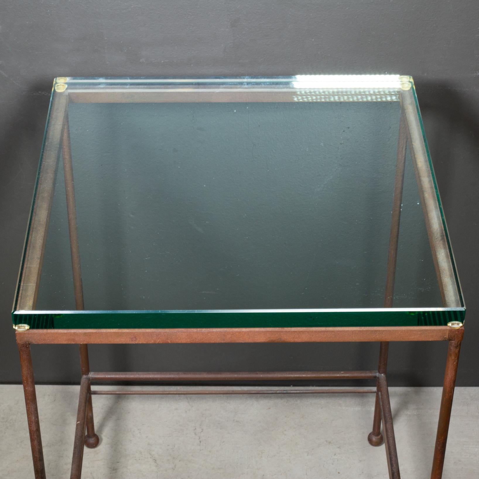 20th Century Steel and Glass End Tables-Pair For Sale