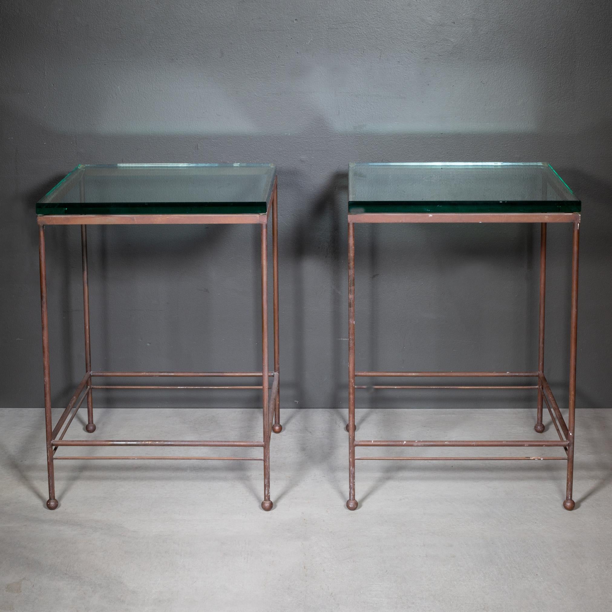 Steel and Glass End Tables-Pair For Sale 3