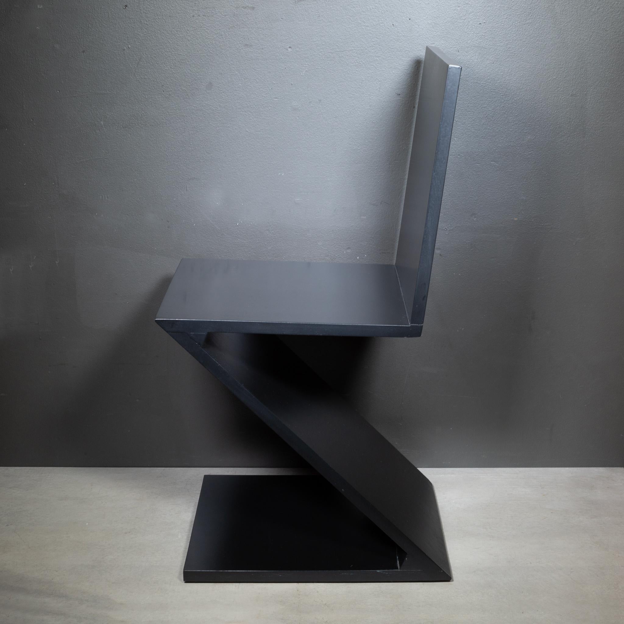 ABOUT
Instantly iconic, the Zig-Zag chair (1934) by Dutch designer Gerrit Thomas Rietveld is one of the earliest examples of a cantilevered solid wood chair. Its four wood boards are connected end to end, giving the structure the appearance of a