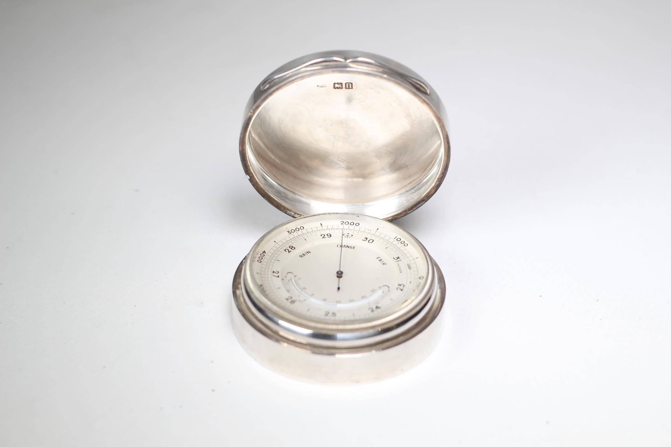19th Century Victorian Barometer in Edwardian Sterling Silver Case