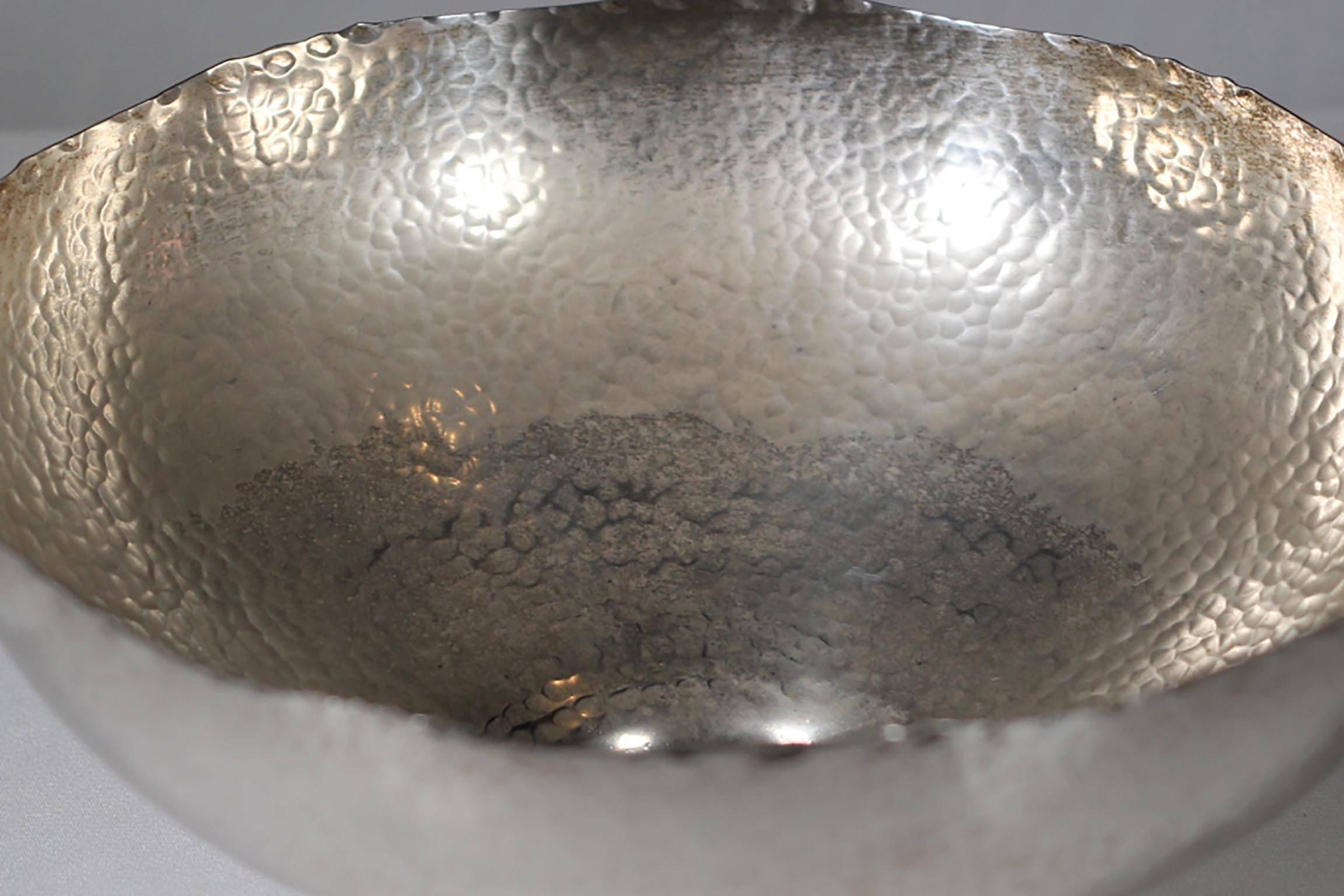 Hammered silver plated stainless steel bowl by Sedgwick & Brittle. Food safe.