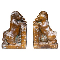 Art Deco Metal Puppy Dog Bookends c.1930s