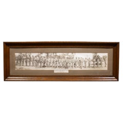 Antique Military Panoramic Photo in Original Walnut Frame c.1910