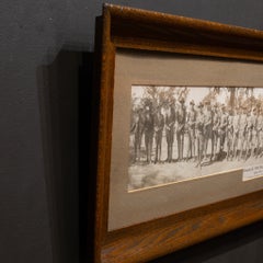 Antique Military Panoramic Photo in Original Walnut Frame c.1910
