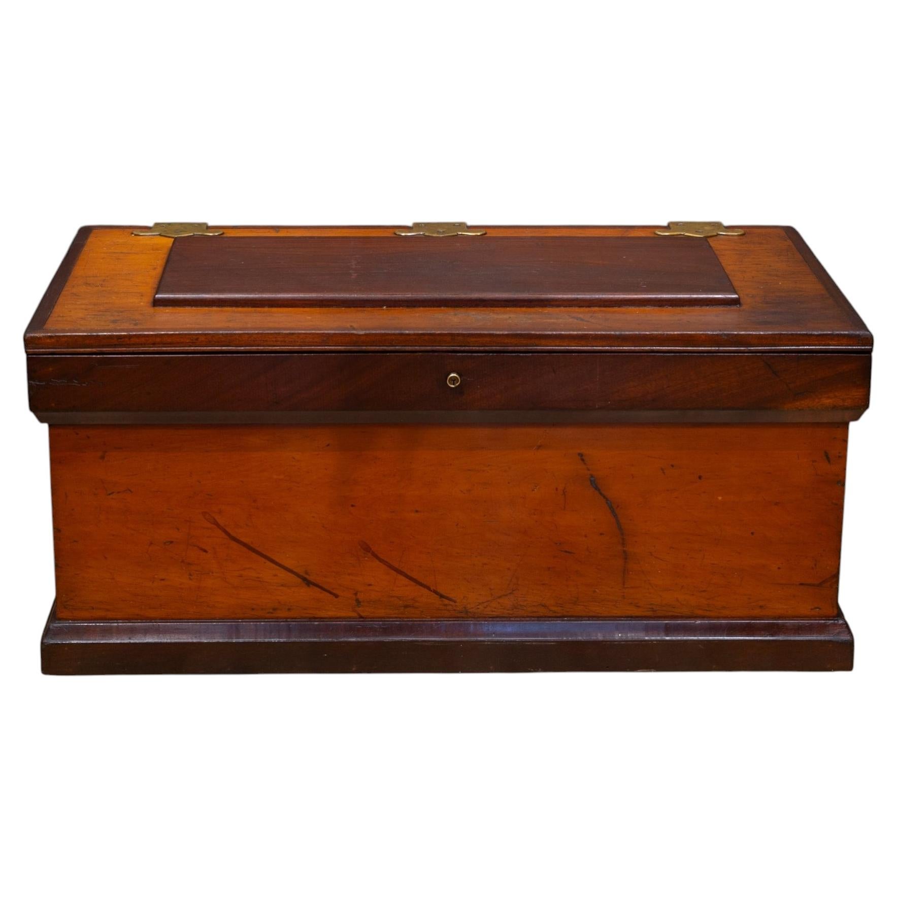 19th c. Mahogany and Bronze Blanket Chest Trunk c.1850 For Sale