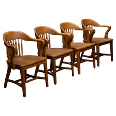 Antique Solid Quarter-Sawn Oak Banker's Chairs c.1934