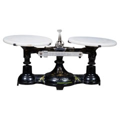 Late 19th c. Fairbanks Countertop Mercantile Scale, Dual Milk Glass Plates