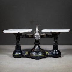 Late 19th c. Fairbanks Countertop Mercantile Scale, Dual Milk Glass Plates