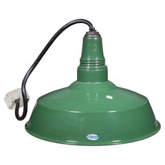 Lampada a sospensione industriale verde in porcellana smaltata Smoot-Holman da 18", 1930 circa