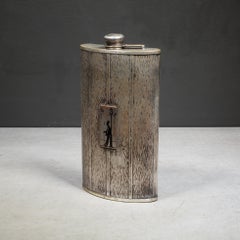 Art-Déco-Flachmann aus Neusilber mit Monogramm, um 1920