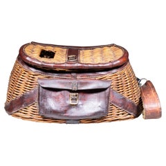 Vintage Wicker Hunting And Fishing Bag c.1940