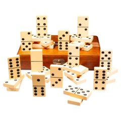 Art Deco Domino Set in Custom Monogrammed Wooden Case c.19300