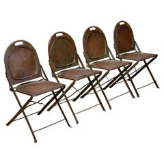 Set of Four Prohibition Era Industrial Metal Folding Chairs c.1920