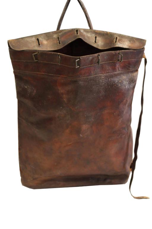 Antique Distressed Leather Feed Bag, circa 1900s For Sale at 1stdibs