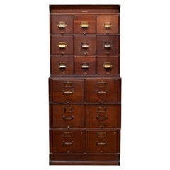 Monumental Mahogany Yawman and Erbe 15 Drawer Modular File Cabinet c.1910
