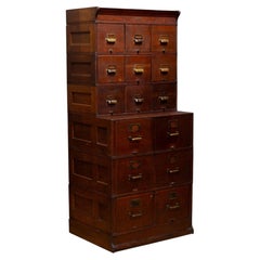 Antique Mahogany Yawman and Erbe 15 Drawer Modular File Cabinet c.1910