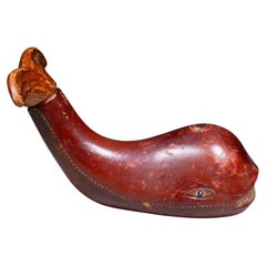 Mid-Century Italian Leather Wrapped Whale Liquor Decanter with Tail Stopper c.19