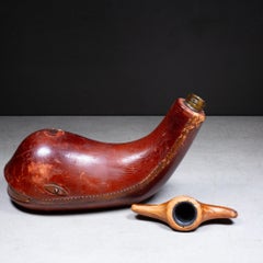 Mid-Century Italian Leather Wrapped Whale Liquor Decanter with Tail Stopper c.19