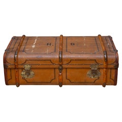 Antique German Monogrammed Flat-Top Cabin Steamer Trunk c.1910