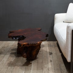 Table basse vintage en loupe de séquoia de Californie, vers 1960